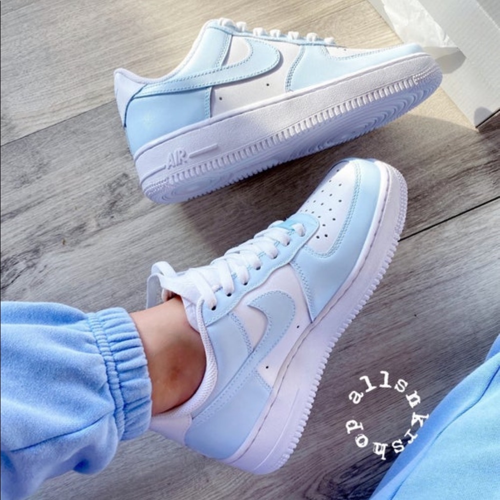 Baby Blue Nike Air force 1 low custom light blue